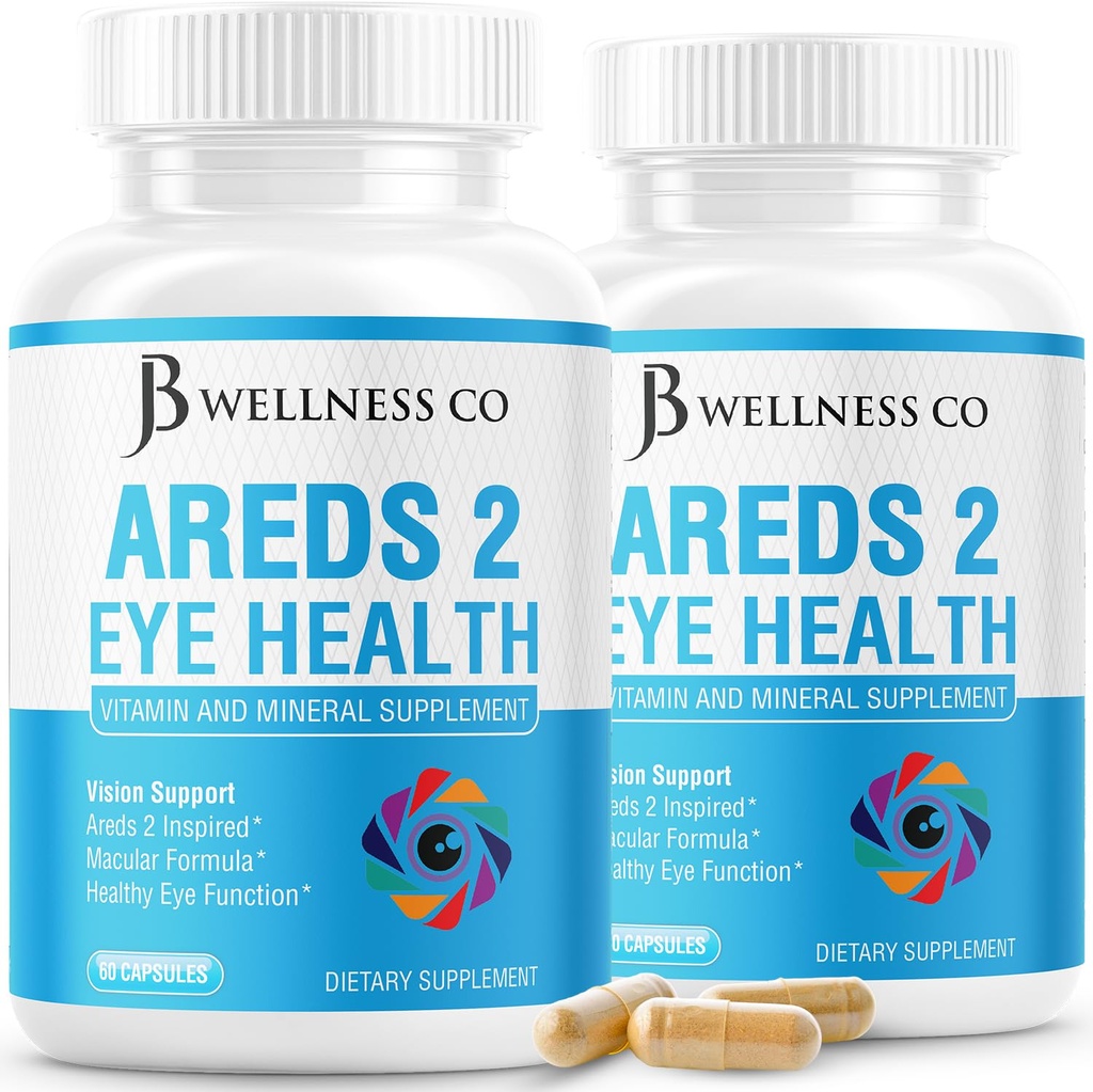 JB Wellness AREDS 2 Eye Vitamin &amp; Mineral Supplement, Contains Lutein, Vitamina C, Zeaxanthin, Zinc &amp; Vitamin Enhance Vision Supplement - 120 Count