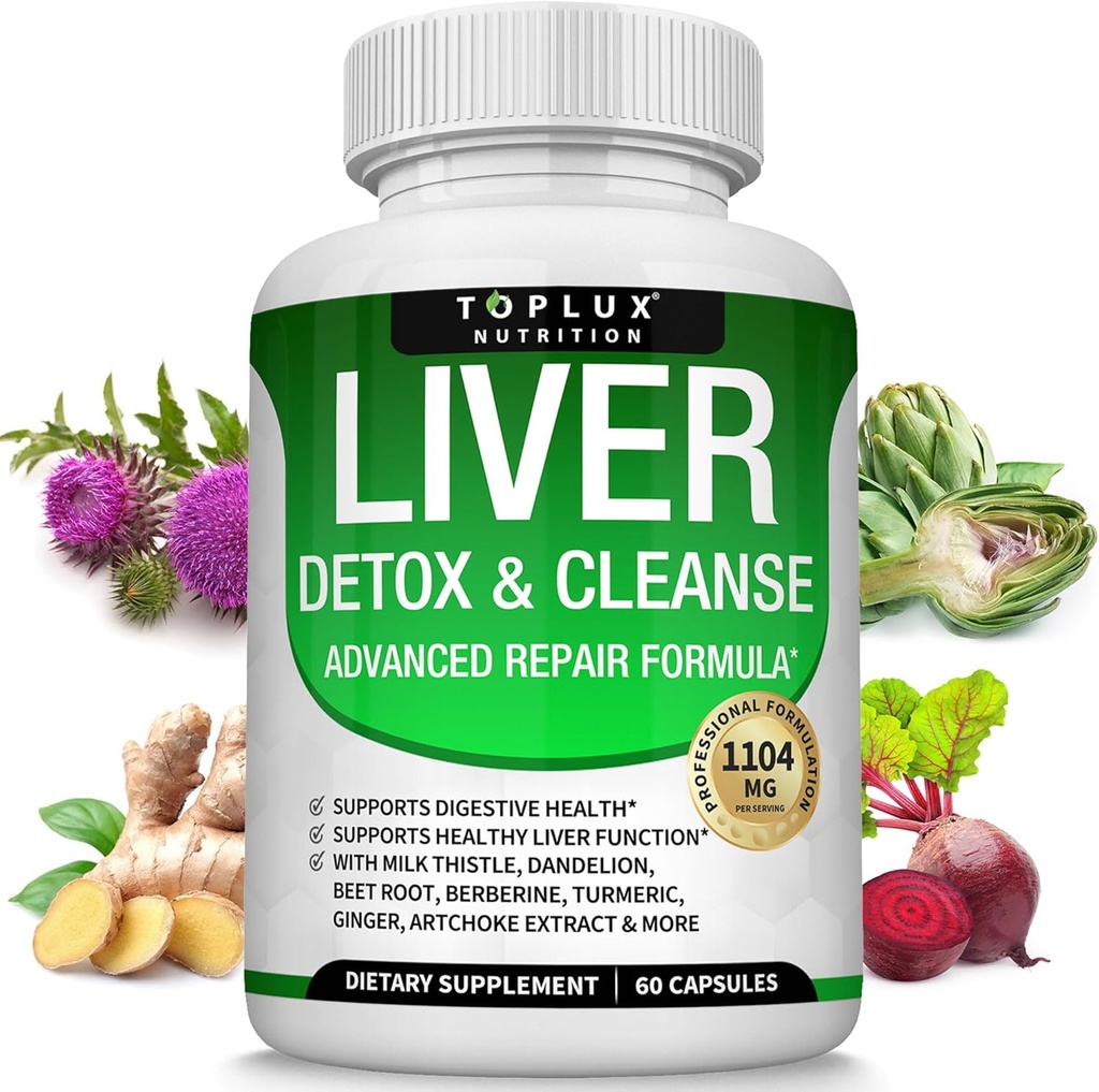 Liver Cleanse Detox " Repair Formula Liver Detox Suplemento – Milk Thistle with Dandelion, Artichoke, Turmeric, Beet Root, Turmeric " More for Natural Fast Herbal Cleaning Non-gmo Vegan 60 cápsulas