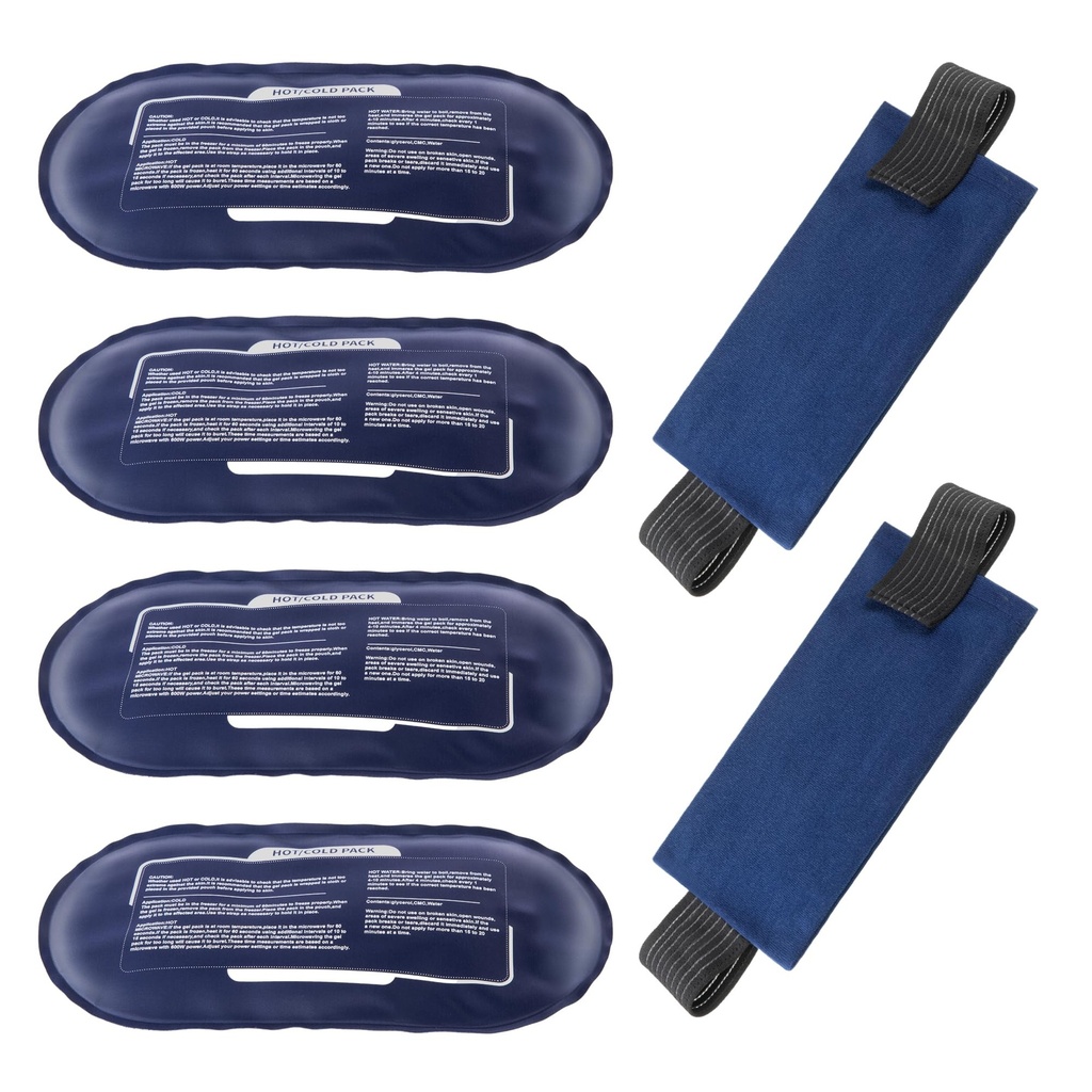 Paquetes de hielo para lesiones reutilizables, 4 paquetes de gel caliente y frío y 2 ranuras ajustables de gel flexible para hombros traseros armaduras y recuperación de lesiones de las piernas, juntas de alivio y dolor muscular