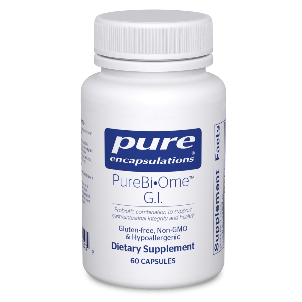Encapsulaciones purasBi•Ome G.I. ← Hipoallergenic Multi Strain Blend Probiótico para G.I. Confort y Salud