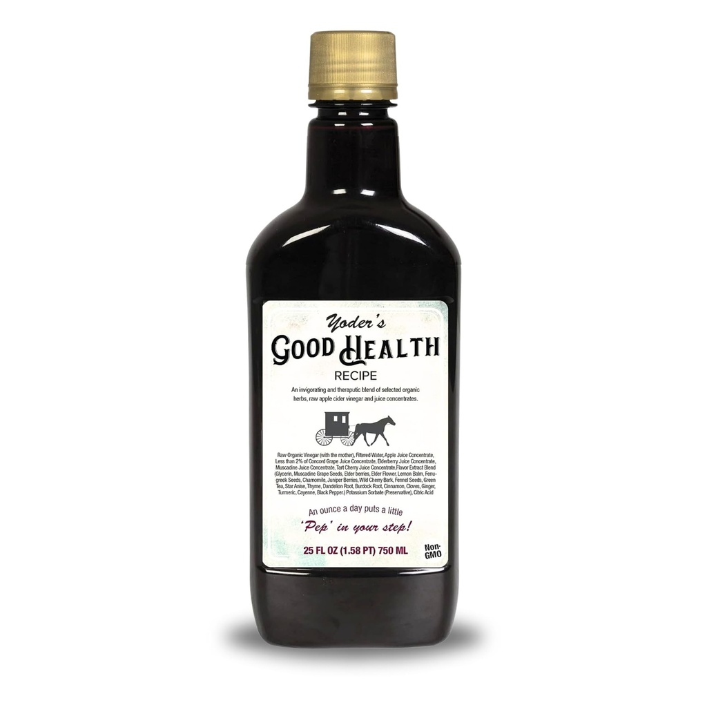 Receta de buena salud de Yoder Complejo líquido de vinagre de manzana, 25 oz, anish Harvest Herbal Tonic con Jugo de anciano, hierbas orgánicas silvestres, antioxidantes desintoxicantes crudas