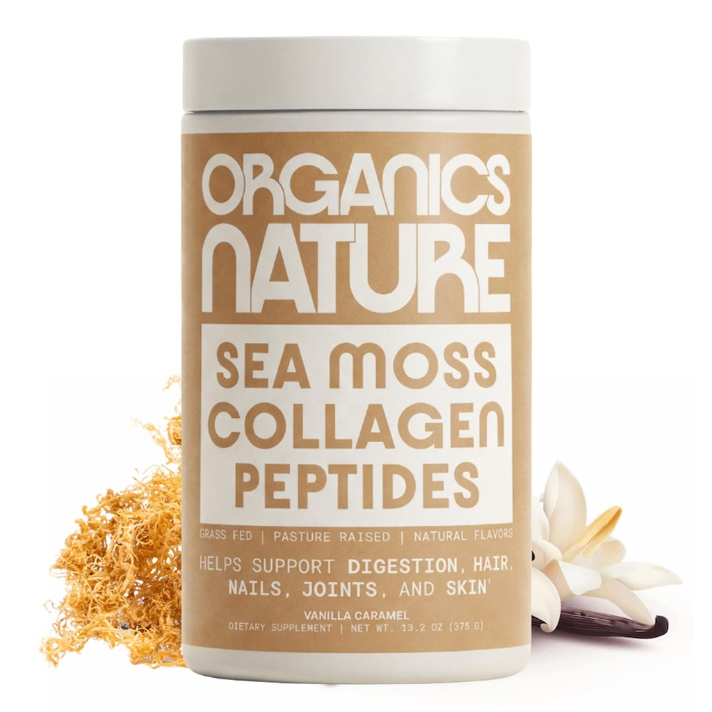 Péptidos de colágeno NATURALEZA Polvo con Moss del Mar Irlandés Vanilla Caramel Flavored ← Naturalmente Fuentedo Collagen w / Biotina para el cabello, la piel, el clavo y el apoyo conjunto 30 Servimientos 380 gr