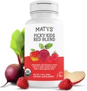 Matías orgánicas Niños Picky Blend rojo, fruta y verduras suplemento de polvo, Picky Eater Vitaminas para niños 4 años +, niños Superalimentos Polvo para comidas con bayas, remolachas, & plátanos, 1,6 onzas