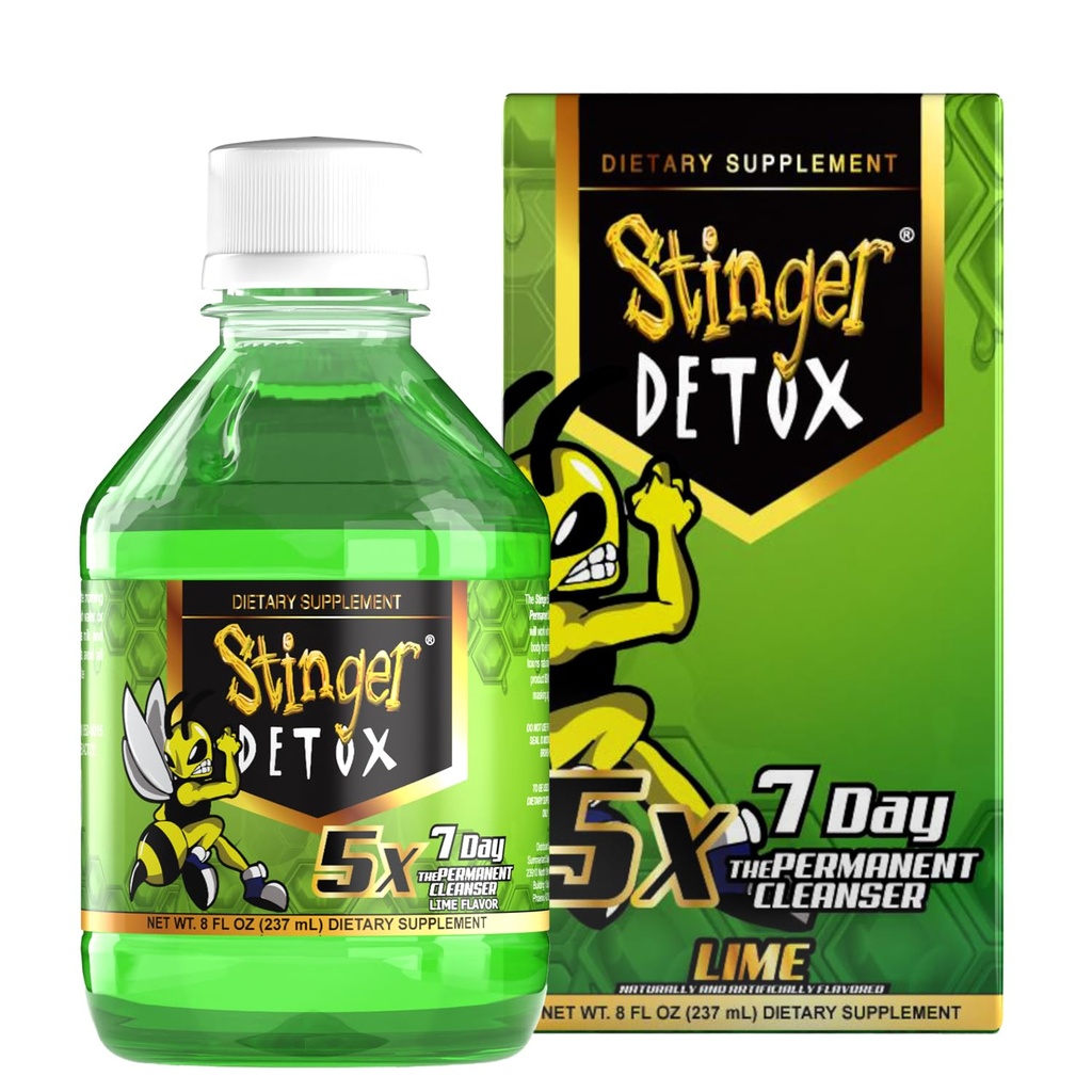 Stinger Detox 5X 7-Day Extra Strength Bebida Permanente – Lime Flavor – 8 FL OZ