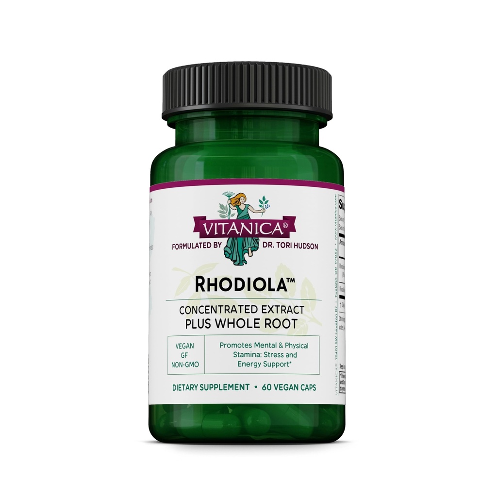 Vitanica Rhodiola Rosea Root Extract 200mg, Dr. Formulated, 3% Rosavins " 1% Salidroside, Rhodiola Root 85mg, Vegan, 60 cápsulas