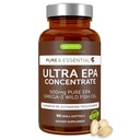 Igennus Ultra Pure Omega-3 EPA 500mg, IFOS altamente concentrado aceite de pescado silvestre certificado, forma de triglicéridos rTG avanzado, no GMO, 90 pequeños Softgels