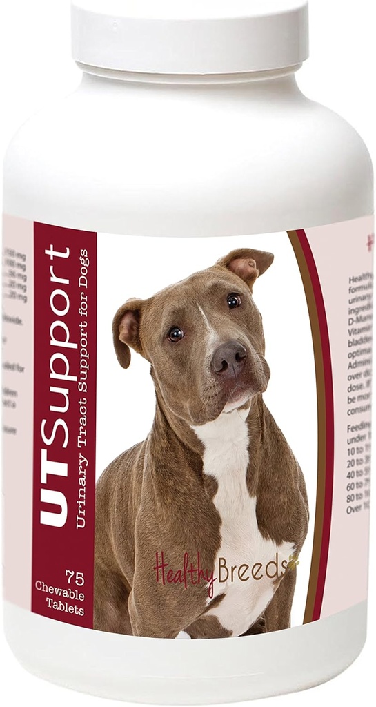 Hierbas saludables Pit Bull Cranberry Chewables - UT Support - Eficacia en la lucha contra bacterias perjudiciales " Prevenga la infección en la vejiga de su perro - 75 Conde
