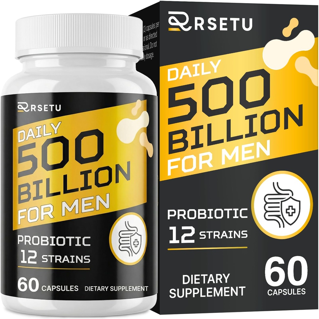 Probióticos para Hombres, 500 millones de UC &amp; 12 Strains Mens Probiótico con Turmérico Cranberry, Goji, Gut Health for Mens, para Salud Digestiva, Gut, Bloating & Gas, Immune, Energy Support, 30-Day Supply