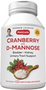 ANDREW LESSMAN Cranberry with D-Mannose - 30 Capsules - Supports Bladder, Kidney and Urinary Tract Health. Concentrado de arándanos estandarizado de alta potencia y D-Mannose. Cápsulas fáciles de absorber