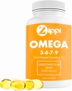 Zippi Omega 3-6-7-9 Camelina Softgels - Omega de base vegetal 3-6-7-9 Suplemento de ácido graso. Ayuda a apoyar el cerebro, el hígado, la cardiovascular, la inmunidad y la función conjunta