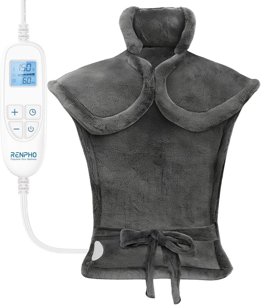 RENPHO Electric Heating Pad for Back Pain Relief, Birthday Christmas Gifts for Women Hombre Elderly, FSA Eligible Items Only List, Large Heat Pad for Neck Hombros, 24"x33", ETL Certified, Gray