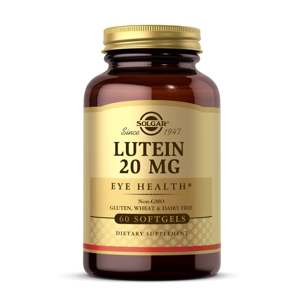 Solgar Lutein 20 mg, 60 Softgels - Ayuda a Filtrar Blue-Light - Contiene FloraGLO Lutein - Non-GMO, Gluten Free, Dairy Free - 60 Servings