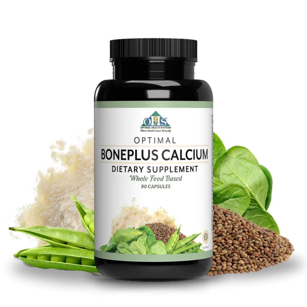 Sistemas de Salud Optimal BonePlus Calcium ← Calcium Chelated Altamente Absorbable + Ipriflavone, Probióticos, Enzymes de Plantas ANTE Bone Strength Suplemento TEN 90 cápsulas