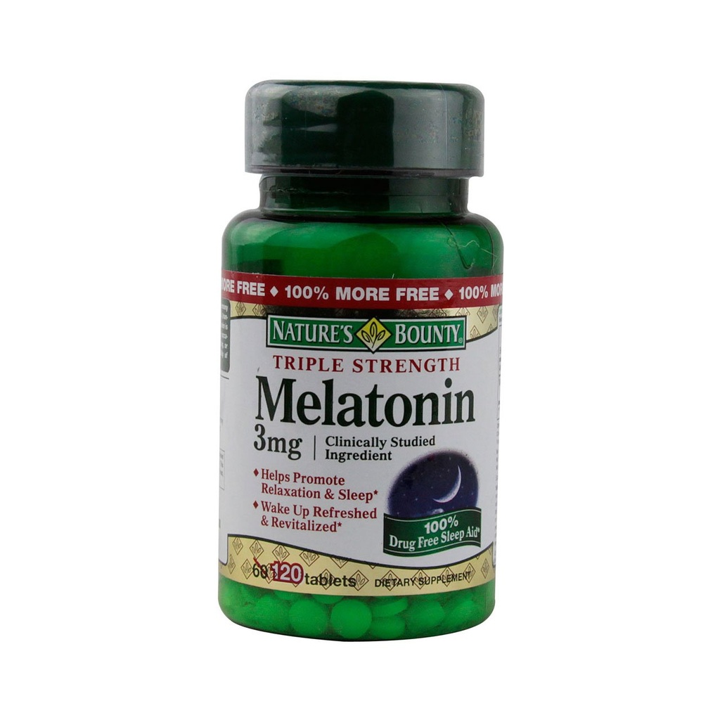 Melatonina Bounty de la naturaleza 3 mg Tabletas 120 Tabletas (Packs of 4)
