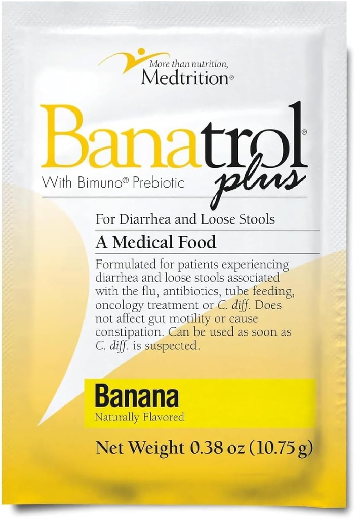 Banatrol Natural Anti-Diarreica con Prebióticos, Socorro para el SII, Diarrea recurrente, Alimentos Médicos con Apoyo Clínica, No Estipado (Banana)