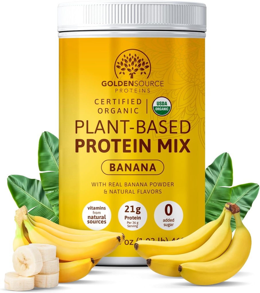 Banana - Pólvora de proteínas de origen vegetal, mezcla de proteínas, pólvora de proteínas con vitaminas " minerales " , 20g de proteínas, " Perfil de aminoácidos completos, pólvora de proteína vegana