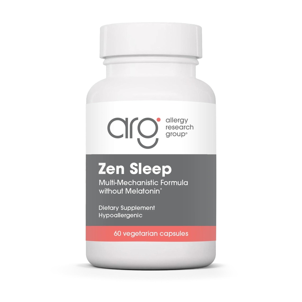 Grupo de Investigación de Alergia Zen Sleep - GABA L-Theanine Suplemento de sueño para adultos con P5P, 5-HTP, y vitamina B6, Ayuda Natural para la Calma, Restablecimiento REM - 60 cápsulas vegetarianas