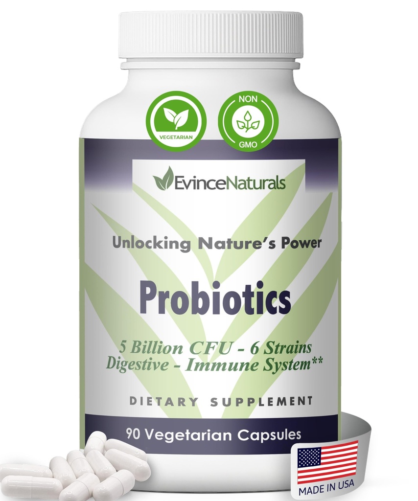 Probiotic and Prebiotic Supplement - 6 Strains of Intense Regenerative Probiotics for Men & Women 5 Billion CFU - Bowel, Inflammation, Immunity, & Digestive Support - Digestive Supplement, 90 Capsules