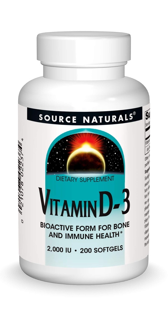 Fuente Naturals Vitamina D-3 2000 iu Soporta Bone & Immune Health - 200 Softgels