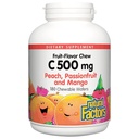 Factores Naturales, Niños Chewable Vitamina C 500 mg, Soporta Salud Inmune, Huesos, Dientes y Gums, Peach, Pasión y Mango, 180 Wafers