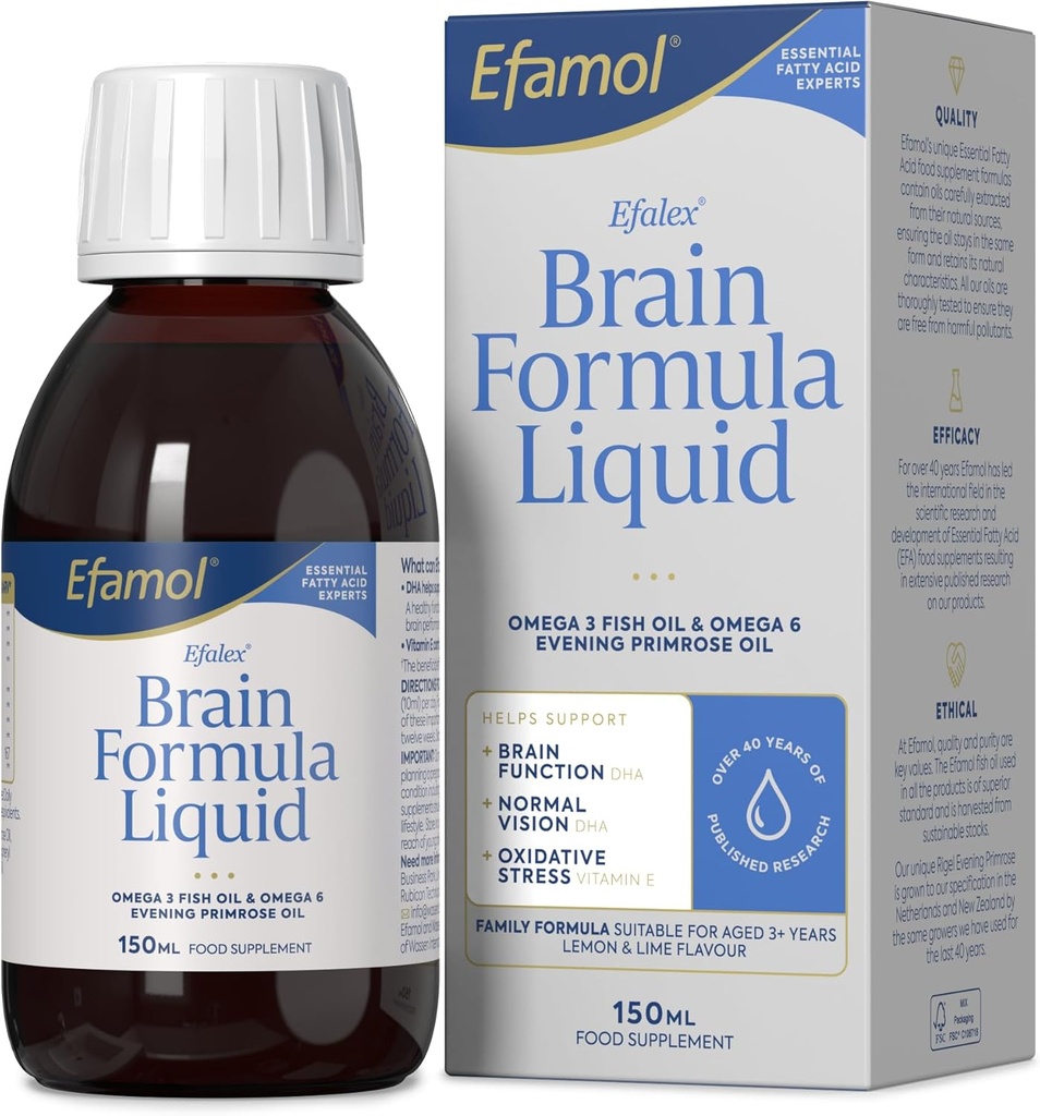 Efalex Omega 3 +6 Suplemento alimenticio Lemon &amp; Lime Flavoured Liquid 150mls