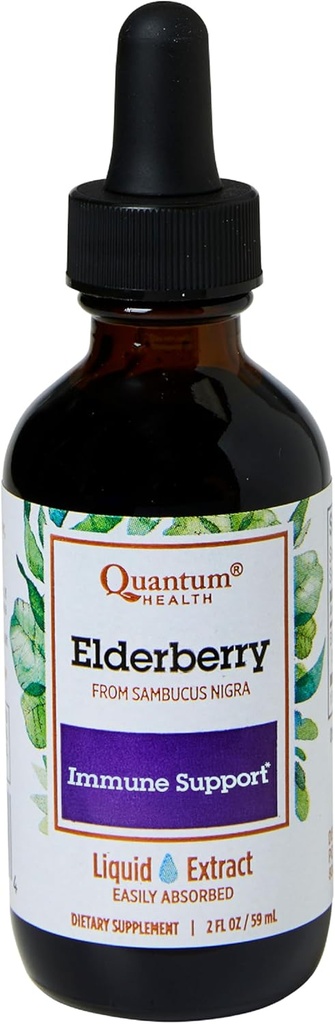 Quantum Health Black Elderberry Liquid Extract Sambucus Nigra Immune Support Formula 700mg - Daily Wellness Boost of Potent Antioxidants for Women & Men - High Dose, Fast Absorption, Vegan - 2 Fl Oz