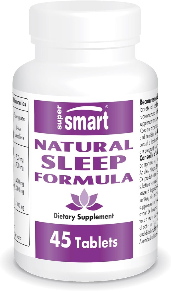 SuperSmart - Fórmula de sueño natural (Fórmula avanzada) - con L-Tryptophan, Valerian Root, Hop, Eschscholzia Californica - Suplemento herbal Silencio No GMO &amp; Gluten Gratis - 45 Tablets