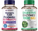 Pleno Wellness Dr. Formulated Raw Probiotics for Women 100 Billion CFUs + Enzymes Digestivos 1000MG Plus Prebióticos " Probióticos Suplemento Bundle