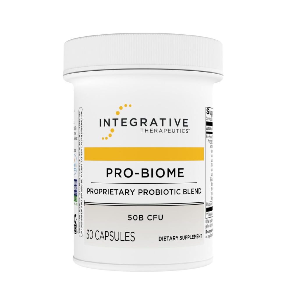 Terapéutica Integrativa Pro-Biome - Blend Probiótico para la Salud Digestiva &amp; Apoyo Inmune* - Probiótico diario para la salud gastrointestinal* - Libre de lácteos - 30 cápsulas (30 servicios)