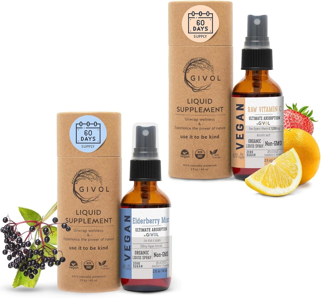 Orgánica Elderberry Mist-Sambucus Nigra (Extra Strength) y Vitamina C Extra Strength Spray Mist: Daily Absorption Liquid Extract - Non-GMO - Immune Boost Optimizes Wellness Ventajas