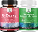 Bundle of Natures Craft G-Curve Butt and Breast Enhancement Pills and Sugar Free Magnesium Glycinate Chewable - Magnesio Chewable para Adultos & Niños con Glycinate Taurate
