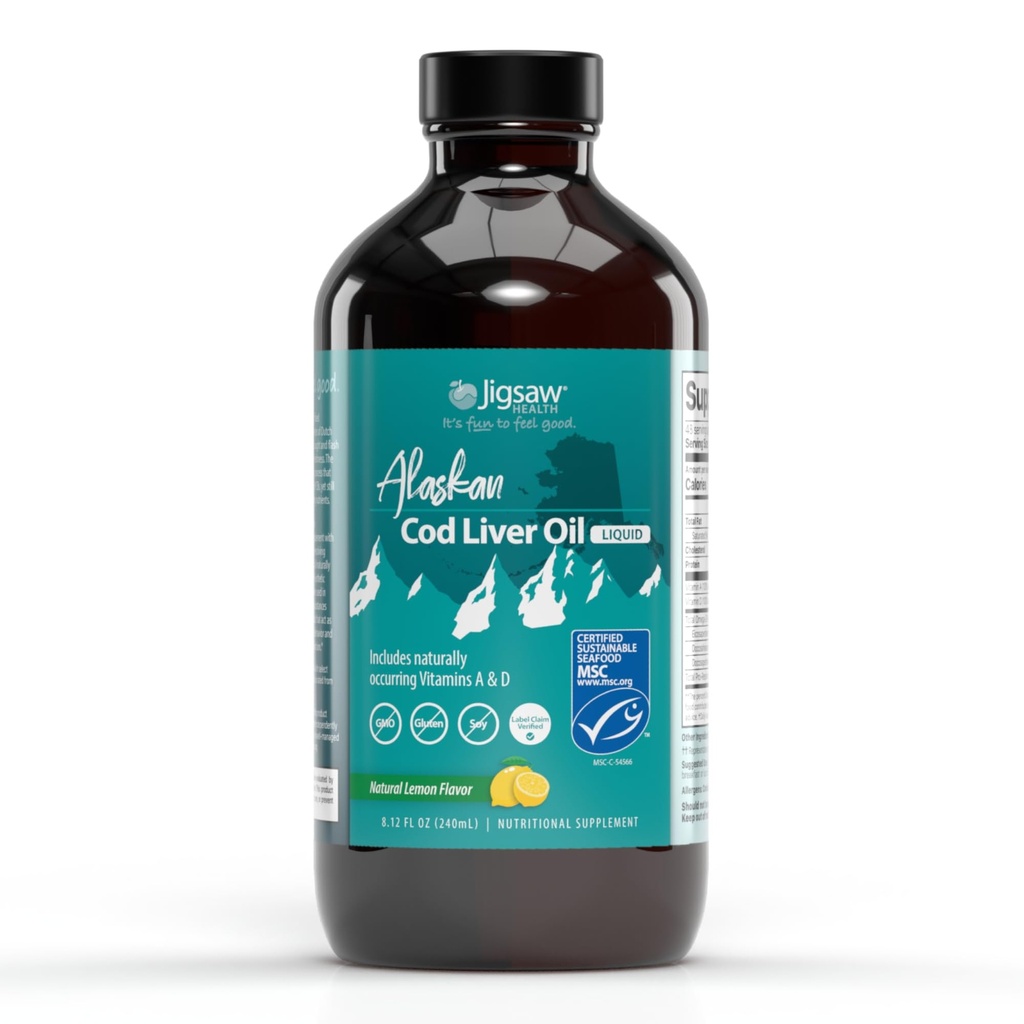 Jigsaw Health Alaskan Cod Liver Oil Liquid, 48 Servimientos