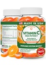 Lunakai USA hizo alta potencia vitamina C Gummies para adultos y niños - 300 mg de apoyo inmunológico - No GMO, Vegan, sabor naranja delicioso, 60ct