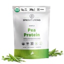 Sprout Living Organic Pea Protein Powder, Unflavored, 20 Grams of Plant Based Organic Protein Powder Without Artificial Sweeteners, Non Dairy, Non-GMO, Vegan, Gluten Free (1 Libra, 19 Servings)