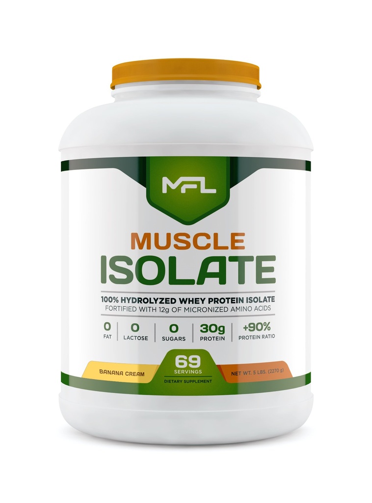MFL 100% Isolate Protein l 30g de Protein l 12g Amino Acids l Keto Friendly l Low Carbs l 5 lbs. (Banana Cream)