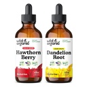 Wild & Organic Hawthorn Berry Tincture 4 fl oz & Dandelion Root Tincture 4 fl oz