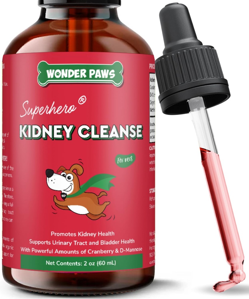 Soporte de riñón Premium para perros – Suplemento de arándano para perros – Tratamiento de la UTI de perros – Soporta la vejiga, Detox, salud de orina y renal – Suplemento de Riñón líquido para perros 2 oz (60ml)