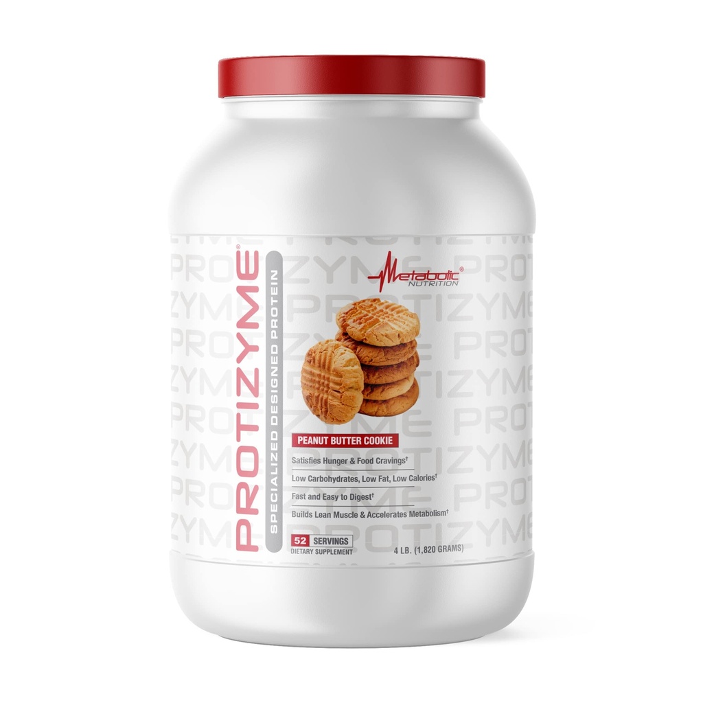 Nutrición metabólica, Protizyme, 100% Whey Protein Powder, Alta Proteína, Baja Carb, Proteína de bajo peso, Enzimas digestivas, 24 vitaminas esenciales y minerales, 4 libras (52 ser)