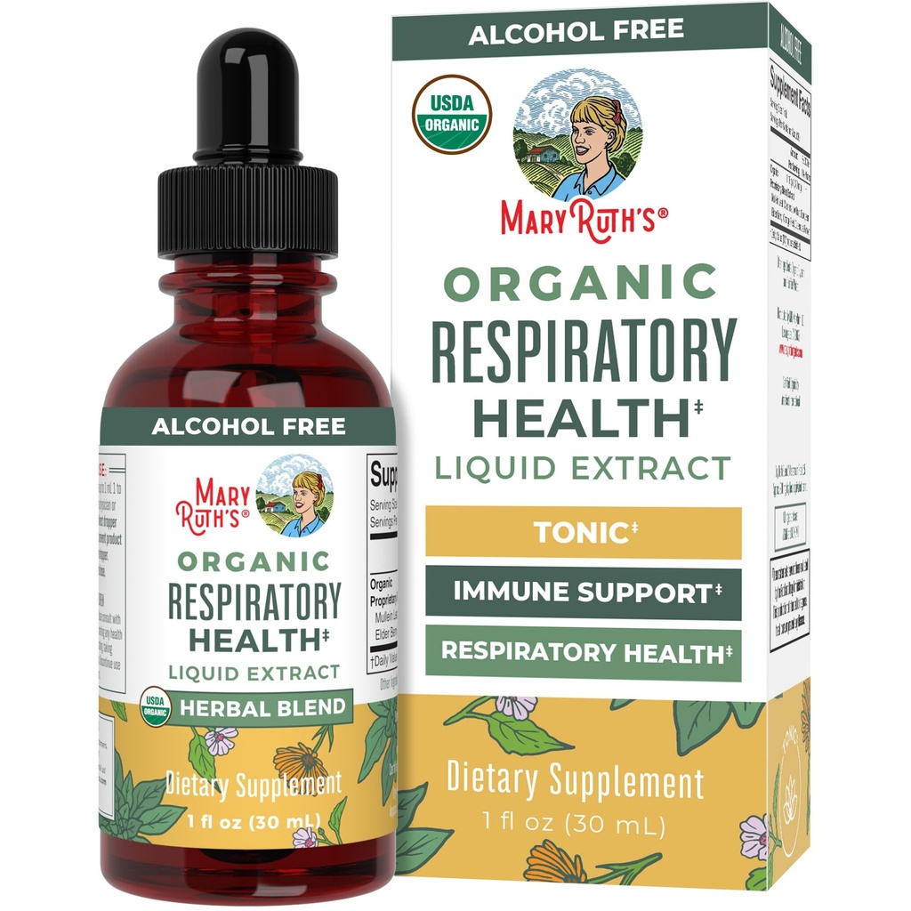 MaryRuth Organics USDA Organic Respiratory Health Liquid Drops with Mullein Leaf ← Marshmallow Root " Elderberry " Mullein Drops for Lungs Herbal Blend ← Immune Support Supplement TEN Vegan TEN 1 Fl Oz