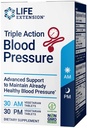 Extensión de la vida Triple acción Presión de la sangre, Suplemento de salud del corazón, quercetina, stevia Extracto, melatonina, apoyo de la mañana y la noche, libre de gluten, no GMO, vegetariano, 60 Tablets