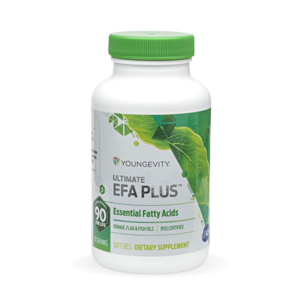 Youngevity Ultimate EFA Plus – ácidos grasos esenciales, 90 geles blandos – Fórmula de aceite de pescado equilibrada para el corazón, el cerebro, la articulación, la salud de la piel – Omega-3, Omega-6, Omega-9