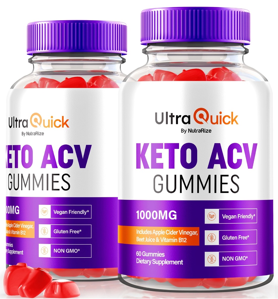 (2 Pack) Ultra Quick Keto ACV Gummies, UltraQuick Keto+ACV Soporte para pérdida de peso, Fórmula Premium Keto Plus ACV, Vinagre de sidra natural de manzana, revisiones oficiales de Gomitas (120 Gummies)