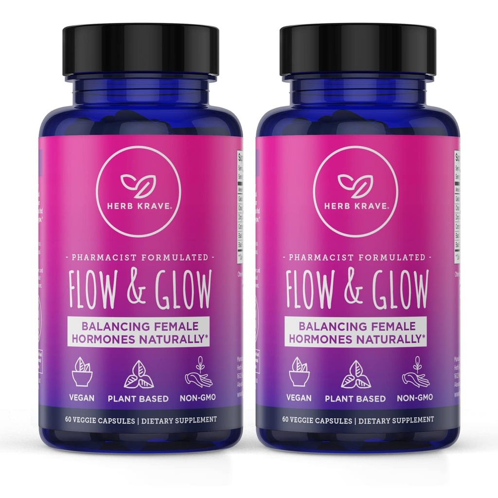 Balance de hormonas naturales de flujo y flujo para las mujeres - PMS &amp; Alivio de la menopausia para los cáñamos, mudos de muda " Night Sweats with Donq Quai " Black Cohosh for Menopause - 60 cápsulas Vegan (2 Pack)
