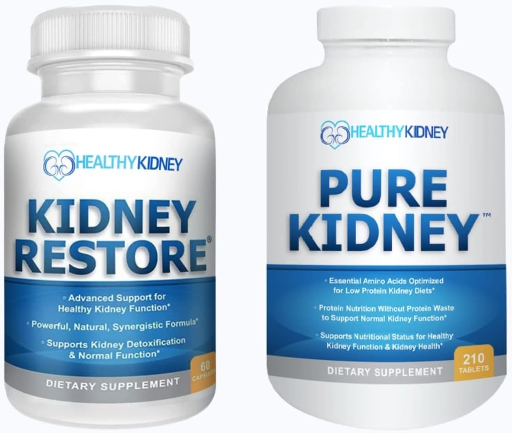 Kidney Restore " Pure Kidney 2-Pack Bundle for Kidney Cleansing " Supporting Protein Levels with A Low Protein Kidney Diet