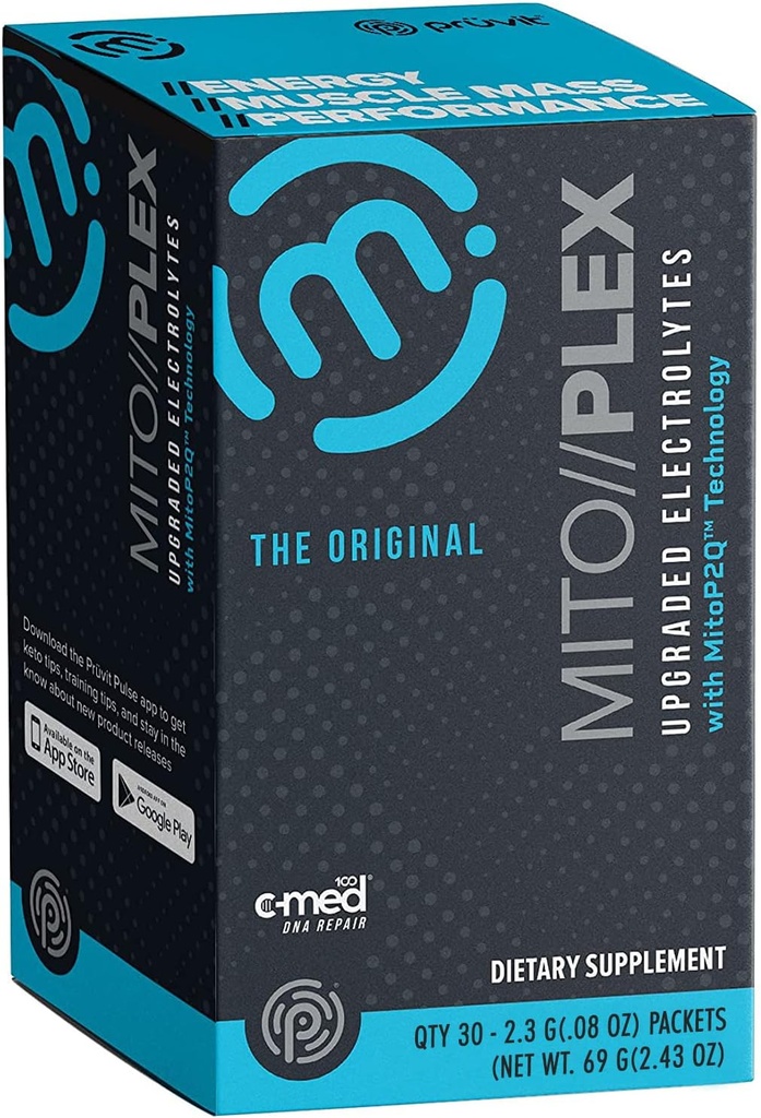 Pruvit MITO//PLEX® Electrolitos mejorados con tecnología MitoP2Q – MITO///PLEX® Suplemento con cetonas puras terapéuticas para el crecimiento de los huesos, la energía y el sistema inmunológico