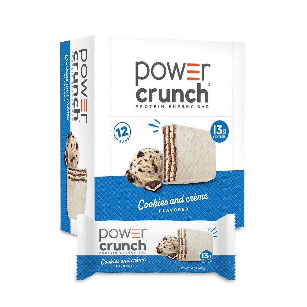 Power Crunch Protein Bares, High Protein Snacks con Delicious Taste, Cookies y Crème, 1.4 Ounce (12 Conde)