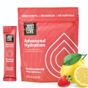 Just Live Advanced Hydration - Strawberry Lemonade, Electrolyte Drink Mix, Tart Cherry Extract, Supports Recovery " Absorption, Low Sugar, 14 Pack