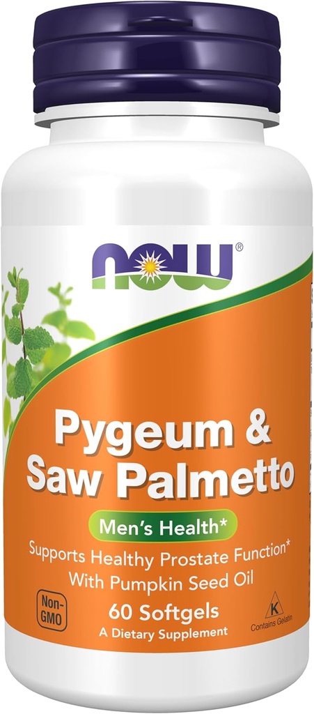 AHORA Suplementos de alimentos, Pygeum & Saw Palmetto con Pumpkin Seed Oil, Men's Health*, 60 Softgels