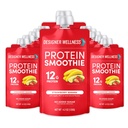 Diseñador Wellness Protein Smoothie, Fruta Real, 12g Proteína, Bajo Carb, Cero Añadido Azúcar, Sin gluten, No GMO, Sin Colores Artificiales o Sabores, Strawberry Banana, 12 Conde