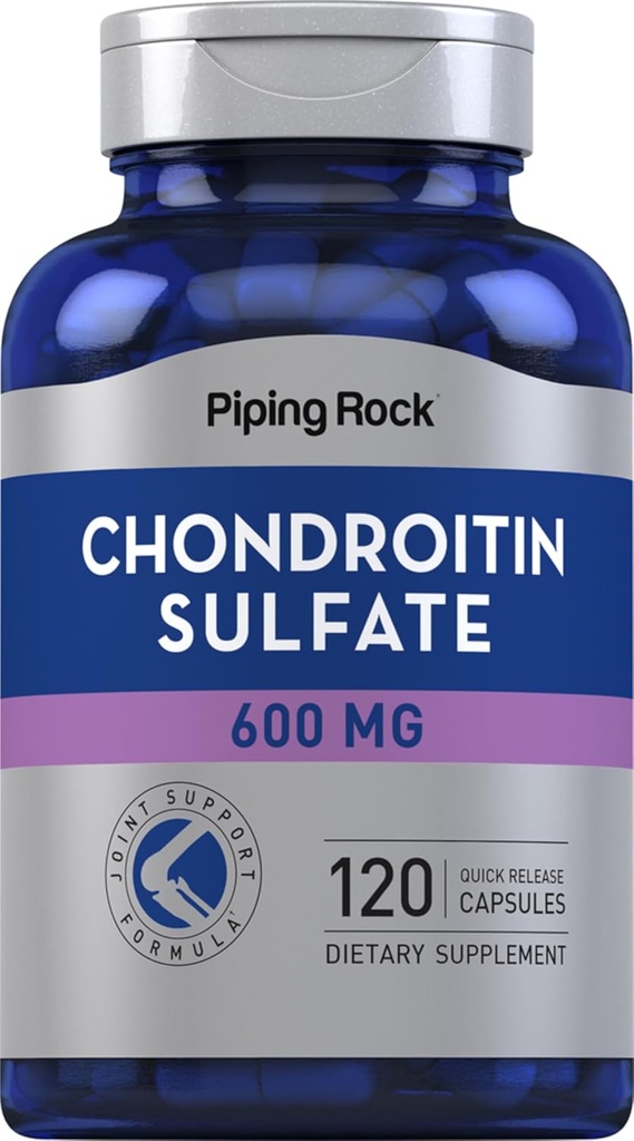 Piping Rock Chondroitin Sulfate Capsules TEN 600mg TEN 120 Píldoras Silencio No-GMO, Gluten Suplemento Gratis